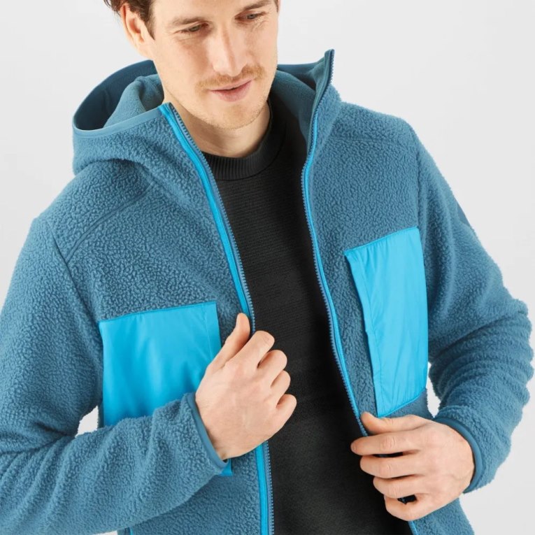 Turquoise Salomon Essential Warm Teddy Men's Jackets | IE LM1362